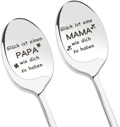 Geschenke für Eltern Papa und Mama Muttertagsgeschenk Mutter Vatertaggeschenk Vater Geburtstagsgeschenk Löffel mit Gravur 2 Stück Geschenk Valentinstag Weihnachten Ostern Dankeschön für Eltern
