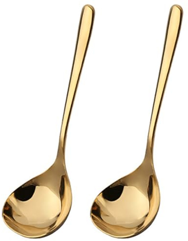 BYYLECL 7.9 or 6.7 Inch Soup Ladle Mini Ladle Gold Soup Spoon Silver Small Gravy Stainless Steel Sauce Ladle Gravy Ladle 2 Gold