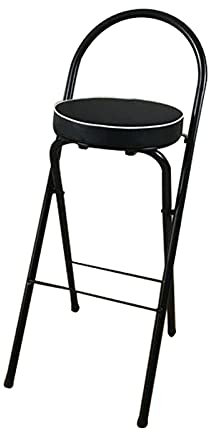 Sgabello alto pieghevole portatile per contatore di cassa, nero, altezza 70 cm