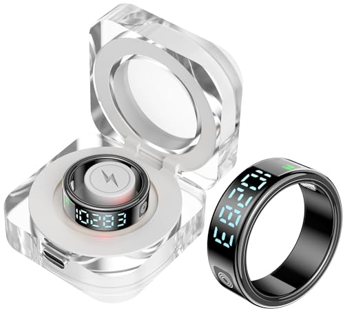 findtime Smart Ring with Display Fitness Tracker Heart Rate Monitor Sleep Tracker Blood Oxygen Step Counter Pedometer Fitness Ring Waterproof Health Smart Rings for Men Women