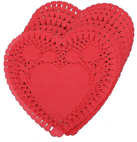 CHILDWEET 100blätter Herzform Papierdeckchen Rosarot Dekorative Doilies Für Valentinstag Hochzeit Und Partys Lebensmittelechtes Material Für Kuchen Desserts Und Snacks
