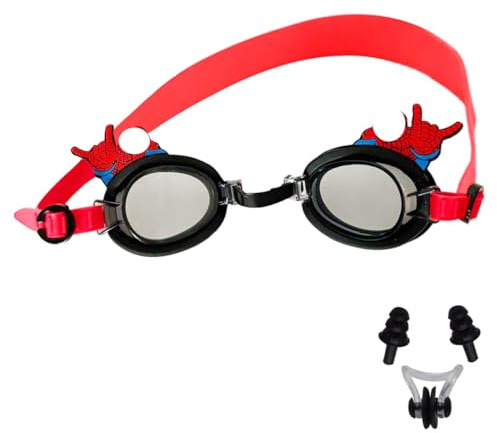 OHREN Gafas de natación para niños, cómodas, protección UV, antivaho, a prueba de fugas, con tapones para los oídos y pinza nasal, ajustables de silicona suave para niñas de 3 a 12 años