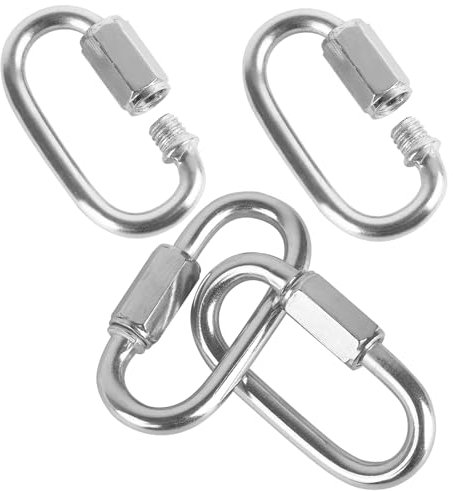 Werwing Chaîne à vis robuste en acier inoxydable 304 de 8,9 cm avec 4 crochets de verrouillage, mousqueton pour hamac, camping, randonnée et réparation de chaîne en plein air