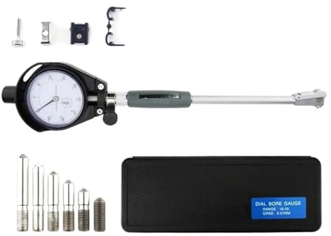 TIEOAXFT 2-6 Inch Dial Bore Gauge Bore Dial Indicator Inner Diameter Measuring Rod Deep Hole Measuring Tools Probe 18-35-50-160mm(18-35mm Black Dial)
