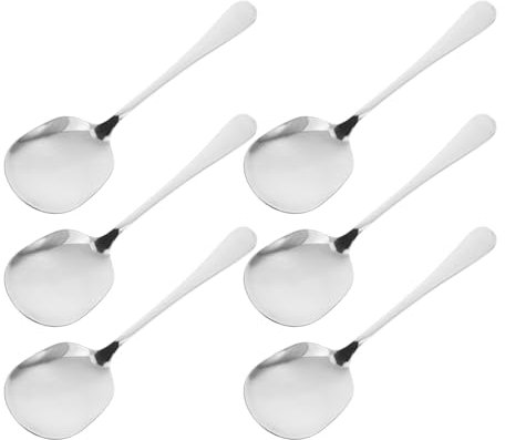 Luxshiny 6pezzi Cucchiai Da Portata in Acciaio Inox Grande Utensili Per Buffet e Feste Cucchiai Manico Per Servire Cibo Di Stoviglie Per Cucina e Riunioni Familiari Lavabili in Lavastovigli