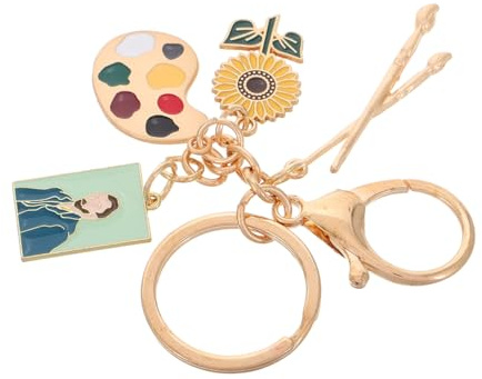 Milisten Paint Palette and Brush Keychain Art Student Artist Palette Charm Key Holder Pendant for Art Teachers and Hobbyists, Travel Bag Accessory