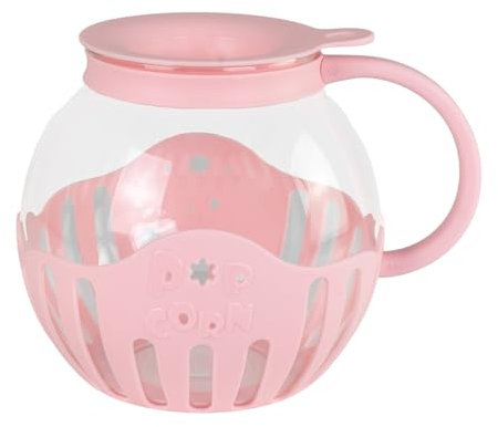 JOCCA - Palomitero de Vidrio para Microondas 2,2L con Rejilla de Silicona, Apto para Lavavajillas, Color Rosa (Rosa)