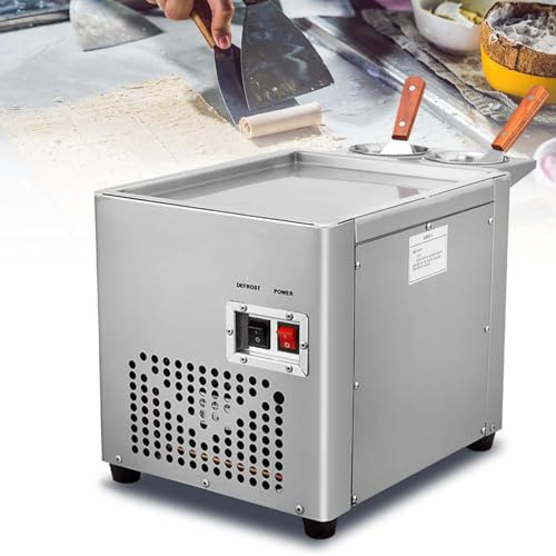 PtaTritious Ice Cream Roll Maker, Commercial Fried Ice Cream Roll Machine, Rolled Ice Cream Machine with Compressor, Stainless Steel Stir-Fried Ice Pan, for Making Ice Cream, Fro-zen Yogurt