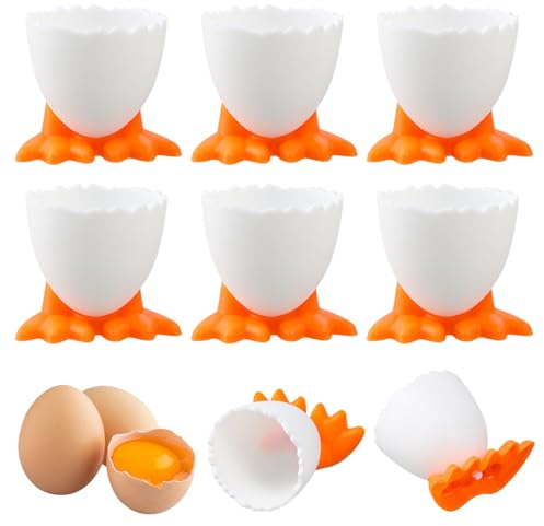 6 Pezzi Portauovo, Vassoio per Portauova in Plastica, Porta Uova per Colazione, Porta Uovo a Forma di Cartone Animato Carino, per Cucina, Ristorante e Campeggio