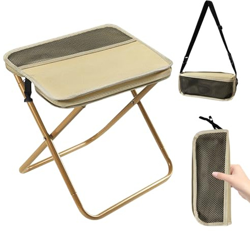 axibanni Mise à Niveau majeure Tabouret Pliant Portable - siège Pliant Camping Ultra-résistant en Acier et Toile Oxford, avec Sac de Rangement et Sangle, idéal pour randonnée, pêche et Festivals