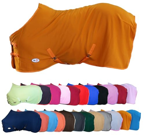 RL24 - Abschwitzdecke mit Kreuzgurt Basicline - Rost – 135cm | Pferdedecke mit Schweifriemen & Widerristpolster - atmungsaktive Fleecedecke - Pferde-Outdoordecke - Pferde Zubehör