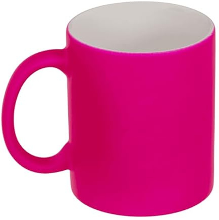 BLUECHOLON Tazza da caffè fluorescente, maiolica ceramica, colori neon, 350 ml, adatta per microonde e lavastoviglie, 12 x 8,2 x 10 cm, arancione, giallo, verde, fucsia (Fucsia Fluor)