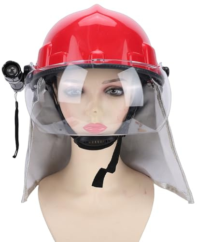 Garsent Industrieller Schutzhelm mit Visier, Rettungshelm Erdbeben, Schutzhelm mit Rotem Scheinwerfer, Erdbebensicherer Notfall-Feuerwehrmann, Bauhelme Kopfschutz