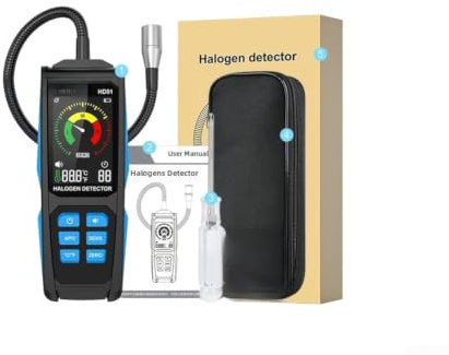 Digitaler Gaslecksucher HD01 mit Dual-Alarmanlage | Erkennt R22, für R32, R134a Halogengase, hochempfindlicher Sensor, akustischer Alarm, Balkenanzeige
