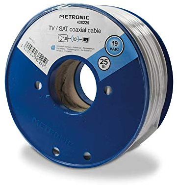 Metronic 438225 Cavo Antenna TV in bobina, Bianco