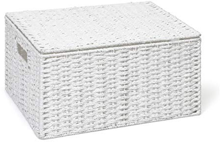 ARPAN Paper Rope Storage Basket Box With Lid - White (Xlarge)