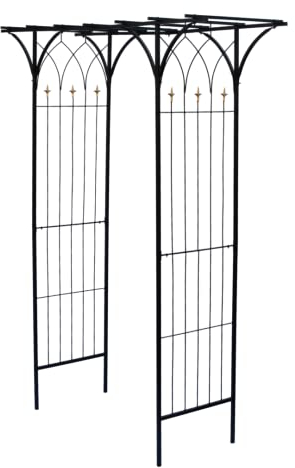 HAFIX Rosenbogen - Shanghai - für Garten. Rosenspalier pulverbeschichtetes Metall. Rank Hilfe für Kletterpflanzen Torbogen Rosenrankenhilfe Gartenbogen wetterfest & freistehend 233x110x56cm schwarz.