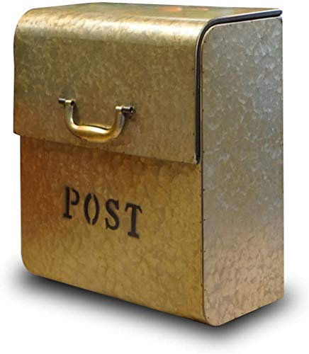 NACH CJ Large Mailbox with Powder Coated Finish, Wall Mount Mailboxes for Outside, Rust Resilient Metal Mailbox for Parcels, 11.5 x 13 x 7 Inches, Metallic Gold, FZ-M1002
