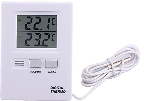 Termometro frigorifero temperatura metro tester interni esterni Camera LCD digitale Indoor & Outdoor batteria con sonda accensione/spegnimento -20~70