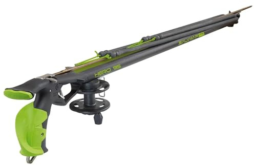 SALVIMAR Hero Speargun for Spearfishing - Underwater Hunting Spear Gun with Asymmetrical Elliptical Aluminum Barrel, Multi-Elastic Open Muzzle, Heavy Metal 350 Release, 95