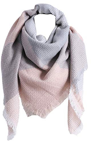 Rokmym XXL Damenschal, Streifenschal, Modequasten, weich, Damenschal, Wickelschal, Herbst, Winter, warm, Mehrfarbig Einheitsgröße