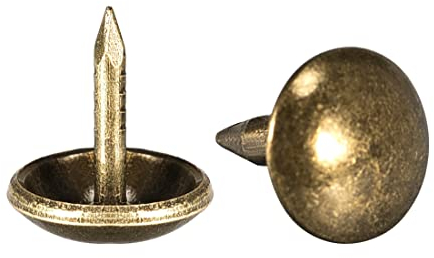 sourcing map 100Stk Polster Nägel Heftzwecken Für Möbel Sofa Kopfteile Pause 10mm Höhe Bronzeton Antiquität Runder Daumen