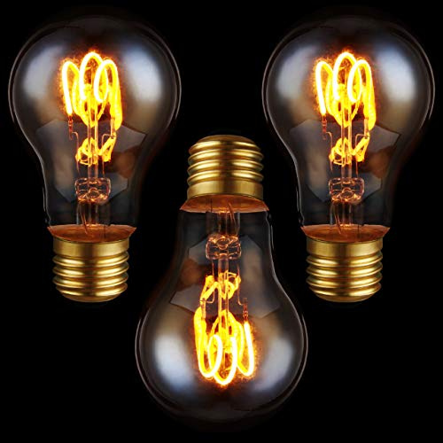 Edison LED-Filament-Glühbirne dimmbar E27 2,5 Watt Einzelwendel 1.800 K extra-warmweiß 136lm A60 LED-Leuchtmittel Dekolampe Vintage Retro 3-Pack