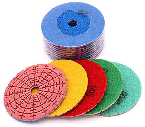 1 pz Dischi abrasivi 4 '' Tampone diamantato per lucidatura a umido per vetro, granito, marmo, mola, carta abrasiva flessibile, rosso, 150