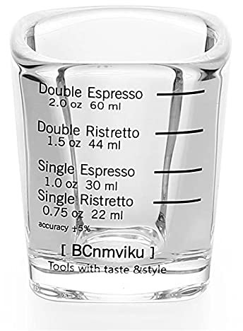 Copa de medición de vidrio resistente al calor Jigger para café espresso Taza pequeña de leche de leche de leche de doble boca (Capacity : 60 100ML, Color : Light Yellow)