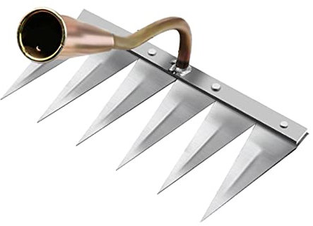 perfk Rastrelli di Acciaio a 6 Denti, Rastrello per Diserbo, Rastrello Giardino, Durevole Giardinaggio Zappa Strumento Mano Estrattore di Erbacce Accessori per Il Diserbo del Cortile