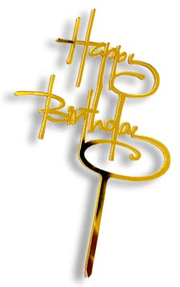 Acrylic Cake Topper Happy Birthday Gold Letters Party Decoration Baking Design Idea