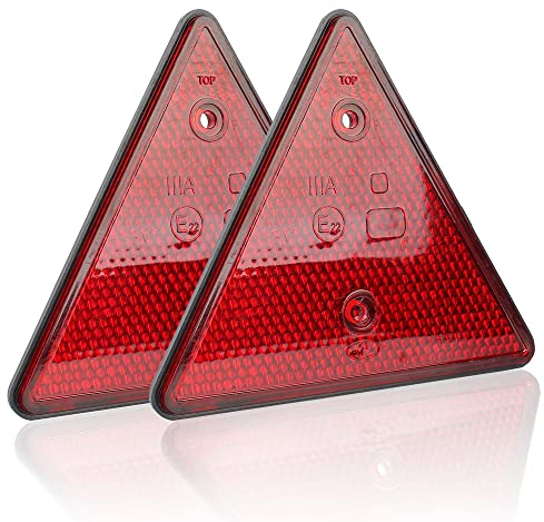 VVEDIK 2Pcs Rotes Dreieck Reflektierende Lichtplatten LKW Rücklichter Sicherheit Reflektoren Anhänger Rückseite Markierung Warnung Aufkleber Auto Zubehör