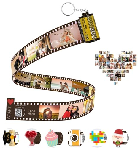 Porte-clés d'album en Rouleau de Film, Porte Clé Personnalisée avec Photo Colorée, Porte-clés en Fouleau de Film, Rouleau de Film Caméra Porte Clé, Cadeau Unique Pour Noël Anniversaire Saint Valentin
