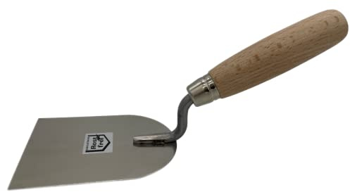 Gipserspachtel aus Edelstahl mit Holzgriff Glättkelle Stukkateurskelle Zahnscheibe Glättscheibe Traufel Spachtel (Gipserspachtel 80mm | 1 Stück)