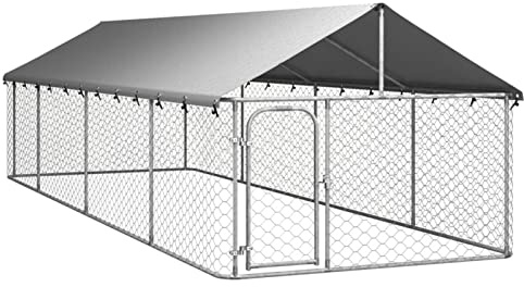 BaraSh Outdoor-Hundezwinger mit Dach EisenkäFig FüR Hunde Outdoor Hundezwinger HaustierkäFig Hundevilla 600x200x150 cm