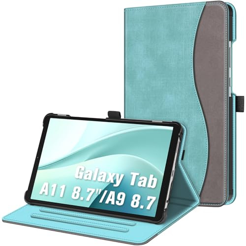 FINTIE Case for Samsung Galaxy Tab A11 8.7 2025/ A9 8.7 2023 | Multi-Angle Viewing Stand Back Cover with Pocket, Turquoise