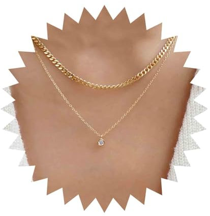 Inilbran Boho Geschichtet Kristall Choker Halskette Vintage Kubanische Kette Halskette Choker Gold Strass Anhänger Halskette Punk Kandare Link Kette Halskette Schmuck Für Frauen Und Mädchen