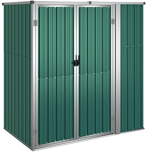 prissent Fahrradunterstand 161x89x161 cm Gartenhaus Metall Geräteschuppen Gerätehäuser Zur Aufbewahrung von Rasenmähern, Klappleitern, Fahrrädern usw Grün