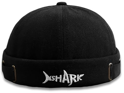 Cappello da uomo Docker Cap senza tesa Beanie Skull Cap Worker marinaio berretto arrotolato polsino retrò regolabile, Grigio shark, taglia unica