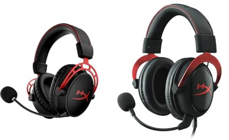 HYPERX Cloud Alpha Wireless - Gaming Headset for PC, 300-hour battery life & Cloud II – Gaming Headset PC/PS4/PS5, Red