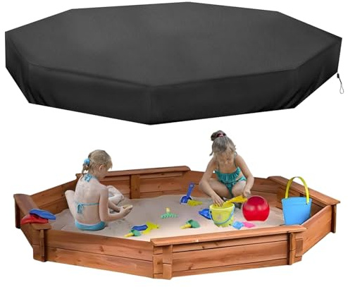 Couvercle de bac à sable, couvercle de bac à sable d'octogone étanche avec cordon, remplacement du couvercle de sable à poussière pour enfants pour bac à sable en bois extérieur (84x78x9inch)
