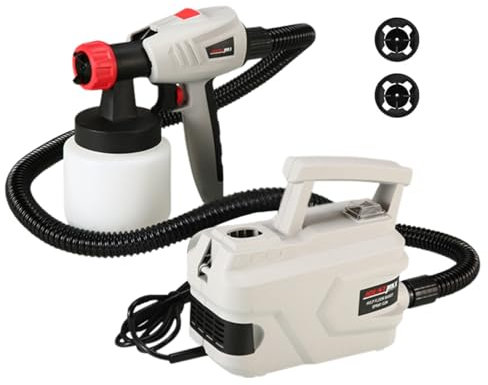 Farbspritzpistole, kabelgebunden, 1,8 m, 800 W, Farbspritzpistole, 800 ml, abnehmbarer Behälter, 2 Düsen, leicht zu sprühen und sauber für Haus, Schränke, Zäune, Decken (weiß)
