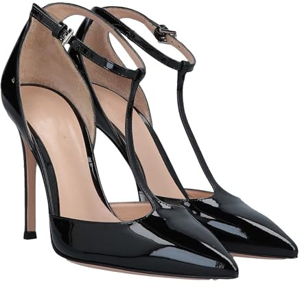Rozhuhro Escarpins Talons Aiguilles en Cuir Bout Pointu pour Femmes Chaussures Talons Aiguilles Confortables avec Bride Cheville Ceinture en T Chaussures Mariage Sexy Bout Pointu
