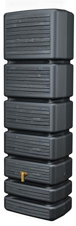 4rain Slim Wood Decor Regentonne 350 Liter Graphite Grey - Wandtank, Wassertank, Regenfass, Regenwassertonne, Regenwassertank, Wasserbehälter, Wasserfass, Wassertonnen für Garten, Wassertonne