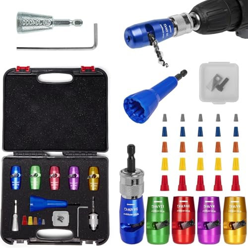 JouraLiyon Herramienta de giro de alambre para juego de taladro, herramienta de pelado y conector de torsión de alambre, pelacables y torcido de electricista, pelacables profesional