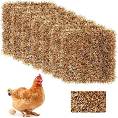 8 Stück Nistkasten Pads für Hühner 12''x12'',Legenesterauflagen für Hühner | Waschbare Simuliertes Gras Hühnernestmatten Geflügel-Nistkasten-Pads zum Legen von Eiern ,Hühnerstall-Zubehör