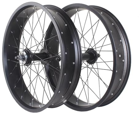 MirOdo Snowbike-Radsatz 20/24/26×4,0 Aluminiumlegierung Fat Tire Bike Vorder-Hinterrad 36H*14G Speichen Scheibenbremse 135mm/195mm Lagernaben Für 6/7/8/9/10-Gang-Strandfahrrad,Fatbike(Pair,26)