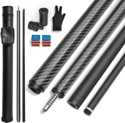 Naissgo Billardqueue aus Karbonfaser, 58 Zoll Billard Queue Cue 12.5mm Spitzen, Billiard Köe 20/21 Unzen, Carbon Fiber Billard Cue Billard Zubehör für Billard Enthusiasten