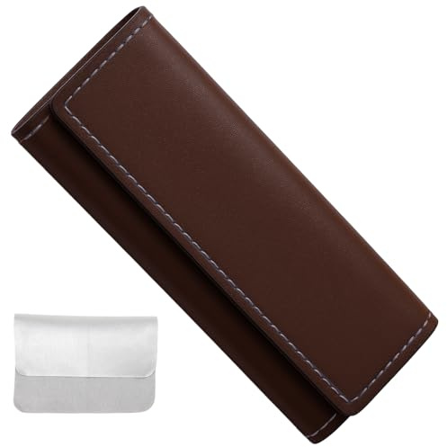 tiyiyok Boîte à Lunettes en Cuir, Étui à Lunettes Rigide, Boîte à Lunettes Anti-Chute avec Chiffon de Nettoyage, pour Homme et Femme