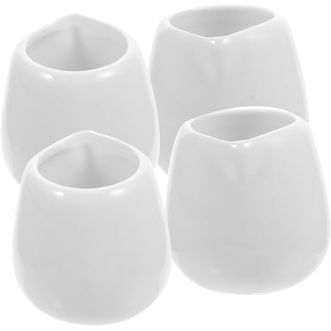 GALPADA Lot De 4 Mini Saucières En Céramique Blanche 60 Ml Avec Bec Verseur Pratique, Distributeurs De Sauce Au Lait, Pour Usage La Cuisine Et Restaurant